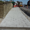 New paving on North Bridge Street, including block feature running against the kerb-line.