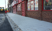 Progress on the eastern side of North Bridge Street working towards the Wheatsheaf junction.