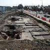 Main excavation area (looking south) with glass cones on left and annealing kiln and store rooms on right