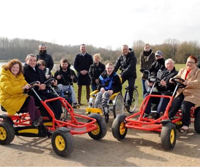 Keeping Hetton Active - Cllr Linda Williams, with Hetton councillors Cllr Iain Scott, Cllr James Blackburn and Cllr Claire Rowntree at the Pedal Power project at Hetton Country Park which will be getting two new e-bikes