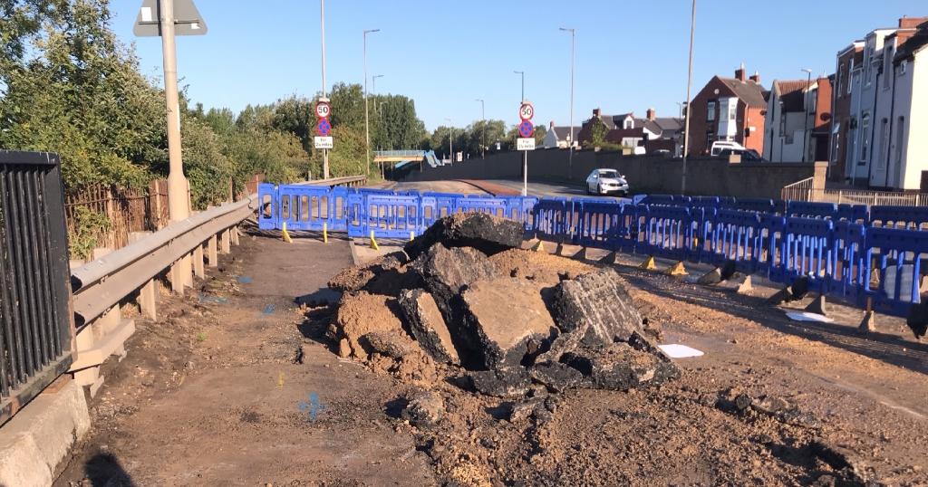 Burst water main A1290 August 2022