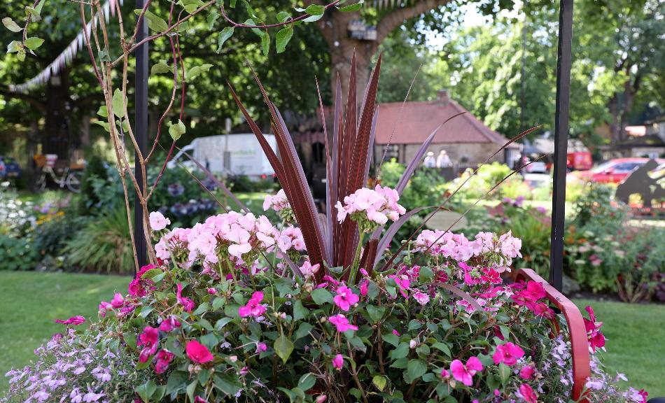 One of the flower beds at Washington Village