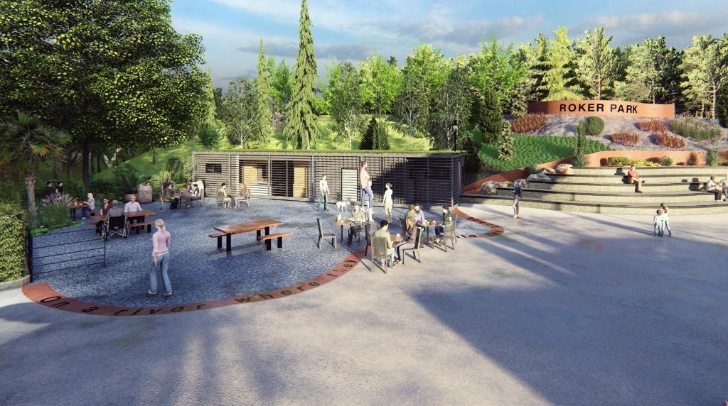 Artist's impression of how the new cafe and amphitheatre at Roker Park could look. Final scheme could differ in delivery