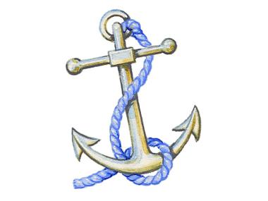 Anchor with blue rope