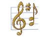 Musical stave, blue with gold