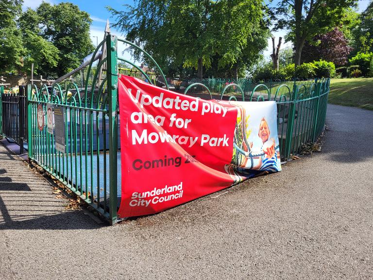 Mowbray Park  play area upgraded play area sign
